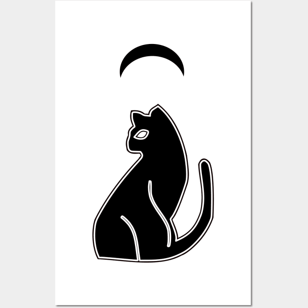 cat and moon Wall Art by MysticMoonVibes